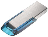 SanDisk Ultra Flair 64GB USB 3.0 Tropical Blue and Silver Capless Flash Drive 150 Mbs Read Speed